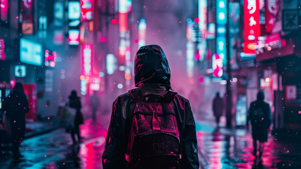 赛博朋克男孩背影